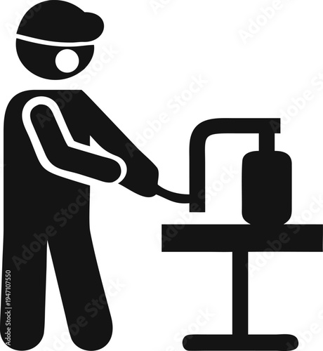 Skilled Operator Working with Specialized Industrial Production Machinery