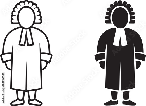 Judge silhouette & outline set isolated on transparent background