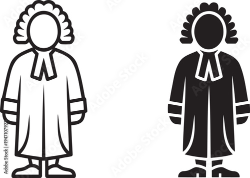Judge silhouette & outline set isolated on transparent background
