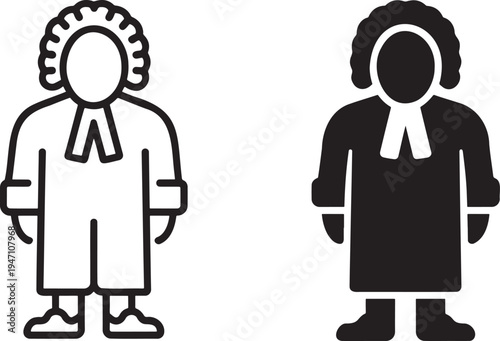Judge silhouette & outline set isolated on transparent background