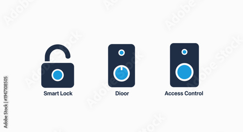 Icons for smart lock, door, and access control systems