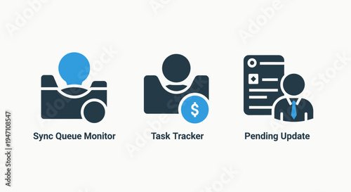 User interface icons for task management, workflow and cloud sync
