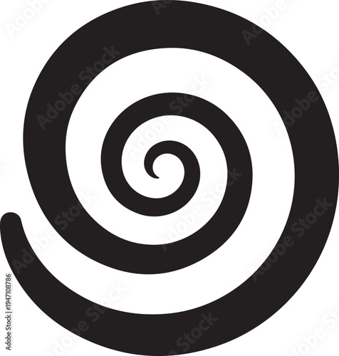 Black Spiral Swirl Icon - Abstract Hypnotic Vortex Graphic Element