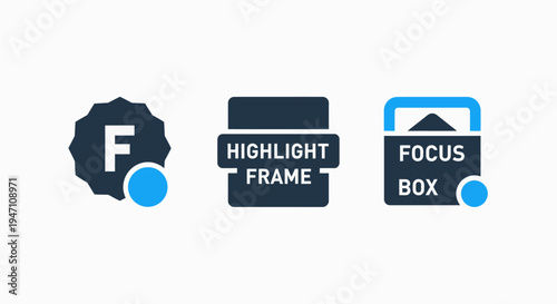 Graphic design tools icons: feature highlight, focus box, styling