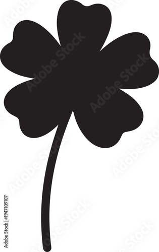 Four Leaf Clover Silhouette Icon for Luck and St. Patrick's Day