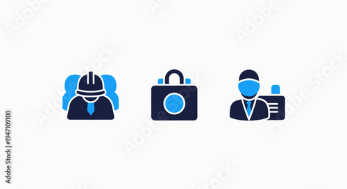 Teamwork, professional bag, and communication icons for business professionals
