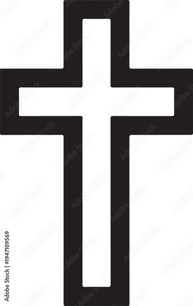 Obraz premium Christian Cross Icon Outline Isolated on White Background