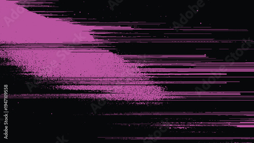 Purple glitch art with horizontal lines and pixels digital distortion effect