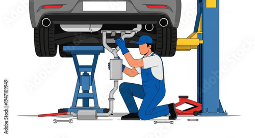 Mechanic Working Under Car.