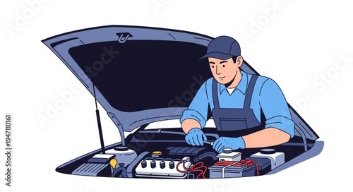 Mechanic Working Under Hood.