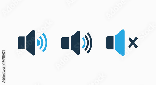 Volume control icons showing mute, low, and high sound levels