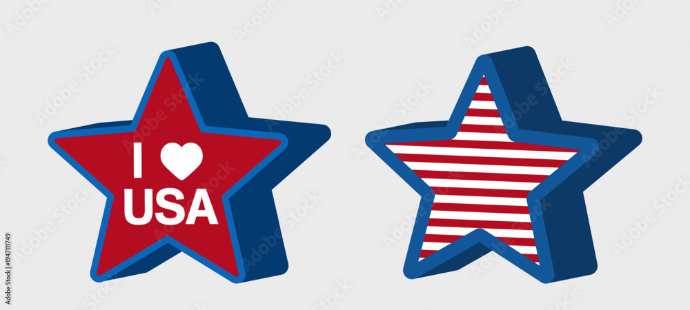 Obraz premium Fourth of July patriotic star vector illustration set for American holiday design. American patriotic star elements set for Independence Day. SVG.