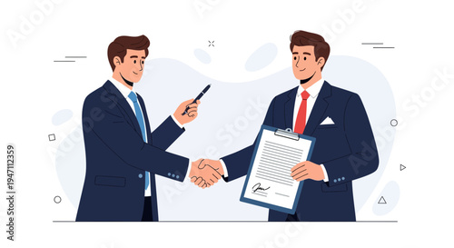 Businessmen shaking hands over a contract, partnership and agreement concept