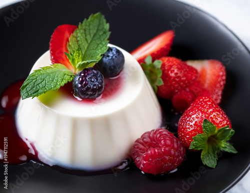 panna cotta dessert with berries
