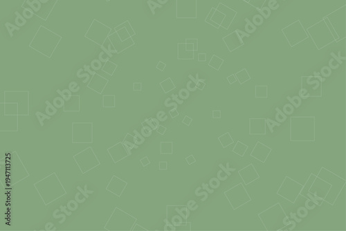 セージグリーン背景に大きな白線の四角が散るシンプルな抽象幾何学背景素材