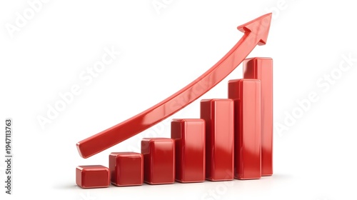 Red Bar Graph with Upward Trending Arrow Showing Growth. Free Download Red Bar Graph with Upward Trending Arrow Showing Growth. - GFXLoad
