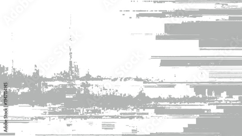 Glitchy digital distortion effect on white background