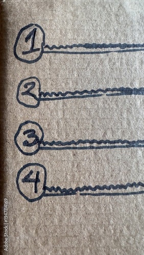 Konstfotografi Hand drawn numbered list on textured background numbers
