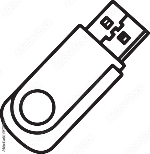 "USB flash drive vector illustration symbolizing portable data storage and digital technology"