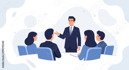 Business Meeting: Team Collaboration and Presentation in Office