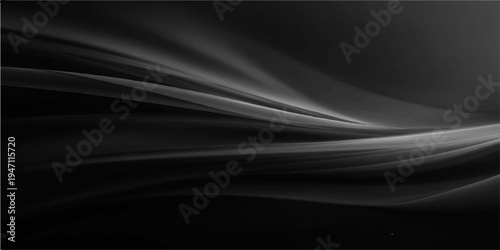 A flowing abstract backdrop of black satin and white silk features elegant waves and dark purple lines that create a digital art pattern of motion and light energy