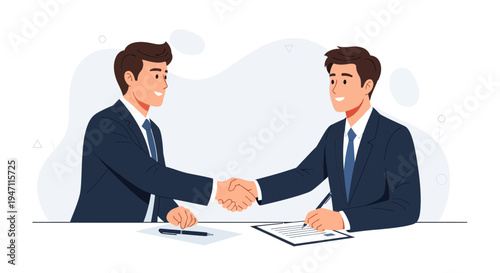 Businessmen shaking hands over a contract, agreement, partnership, success, deal