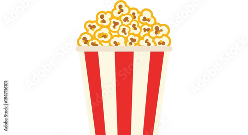 Delicious popcorn in a classic red and white striped bucket