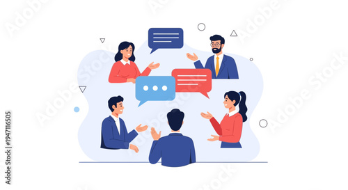 Diverse team discussing ideas, business communication, teamwork, and collaboration concept