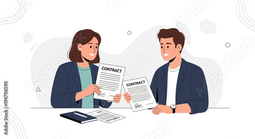 Business partners signing a contract, agreement, deal, partnership, legal document