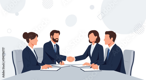 Business partners shaking hands during a meeting, agreement, teamwork, success