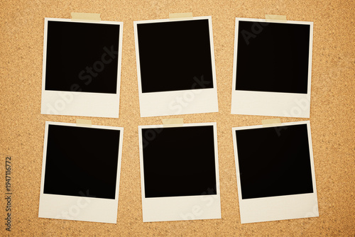 Six blank instant photo frames arranged in two rows