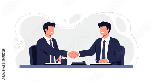 Businessmen shaking hands over a deal, partnership agreement, successful negotiation.