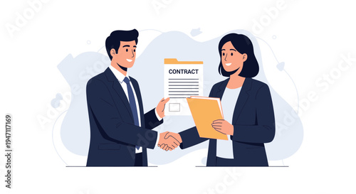 Business partners shaking hands over contract, agreement, deal, teamwork, success