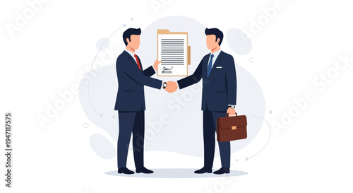 Businessmen shaking hands over contract, agreement, partnership, success, deal, collaboration