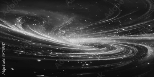 A clean blue ripple waves through the clear liquid of a spiral galaxy, reflecting starlight and nebula clouds across the infinite circle of the night universe