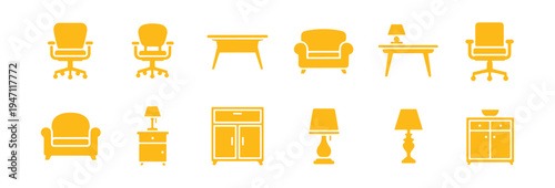 Stampico furniture icon assortment for design use.
