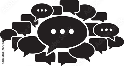 Comment bubble silhouette speech icons clustering