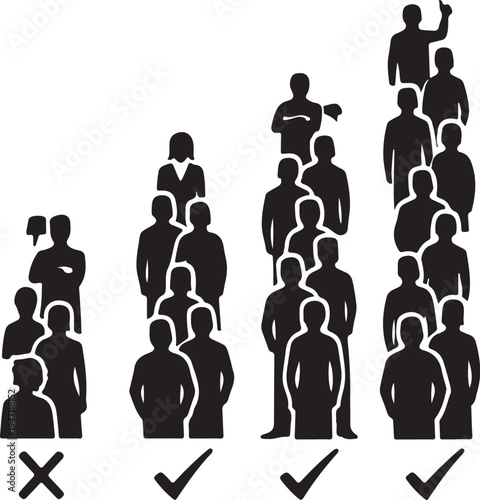 Poll bar silhouette voters stacking opinions