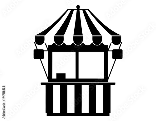 Carnival Booth Silhouette Vector, Amusement Park Ticket or Game Booth Silhouette