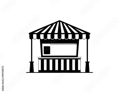 Carnival Booth Silhouette Vector, Amusement Park Ticket or Game Booth Silhouette