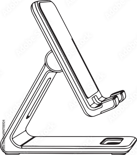 "Minimal smartphone stand vector illustration with modern ergonomic design"