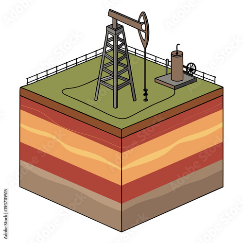 Oil pump jack on a drilling site