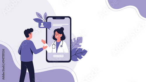 Patient consulting female doctor through smartphone screen illustrating modern telemedicine and remote healthcare.