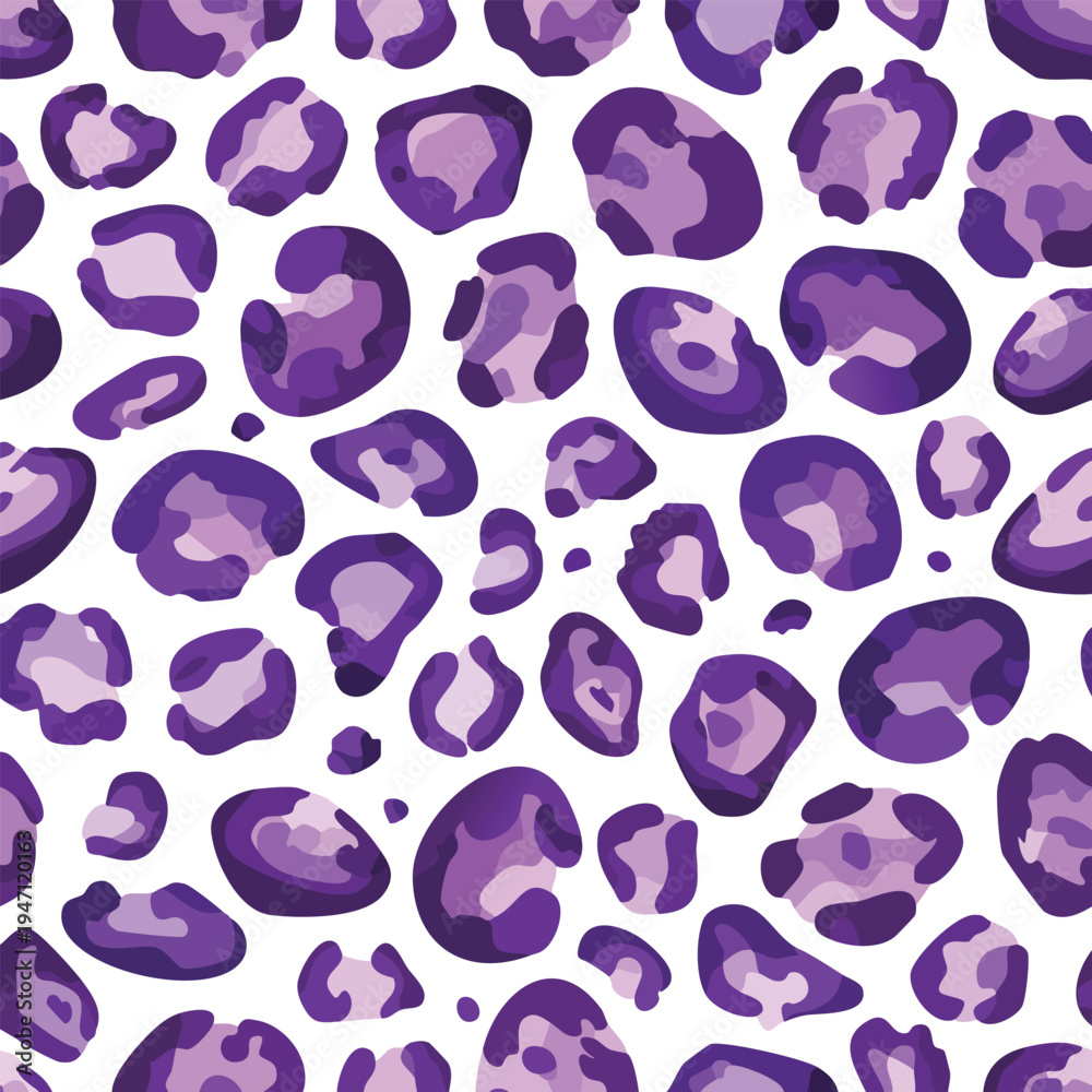 Fototapeta premium Abstract leopard print pattern in violet and blue on white background