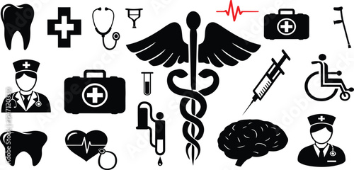 Medical and healthcare symbols and icons collection