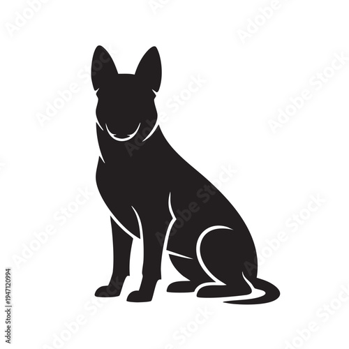 Silhouette of a Loyal Companion: A sleek, black silhouette captures the elegant form of a dog in a moment of calm attention, radiating grace and loyalty.