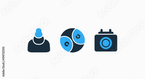 User icon, football, and camera icons for sports, media, and content creation