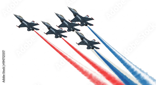 Military Jets Fly in Formation.