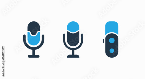 Microphone and recording device icons for podcasting, broadcasting, and audio