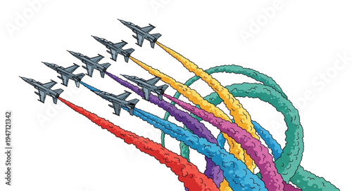 Military jets fly in formation.